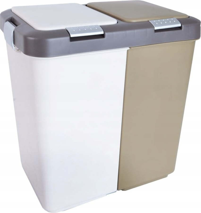Bílo-béžový plastový odpadkový koš na tříděný odpad 2x20 l Duo Dust – Orion