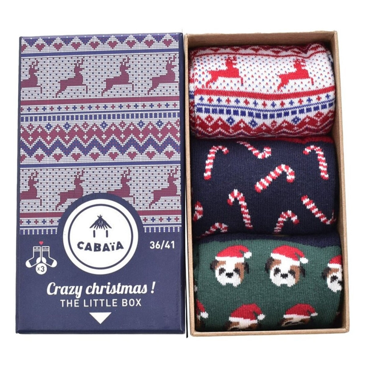 Cabaia  CAB224RCYX SOCK X3 CRAZY CHRISTMAS WOMEN  ruznobarevne