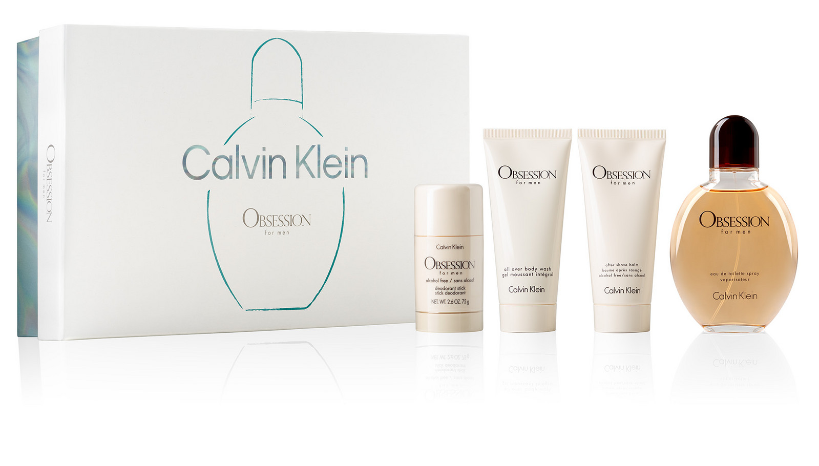 Calvin Klein Obsession For Men - EDT 125 ml + tuhý deodorant 75 ml + balzám po holení 100 ml + sprchový gel 100 ml