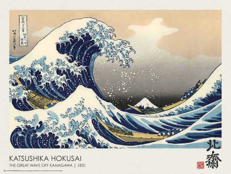 POSTERS Plakát, Obraz - The Great Wave off Kanawaga (1831), Katsushika Hokusai, 60 × 45 cm