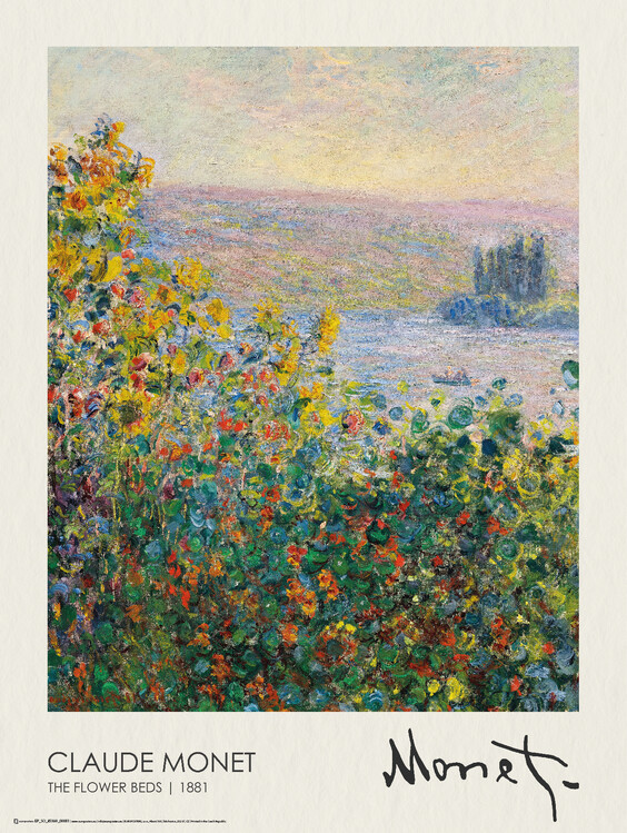 POSTERS Plakát, Obraz - The Flower Beds (1881), Claude Monet, 45 × 60 cm