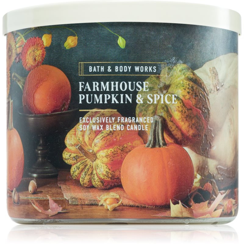 Bath & Body Works Farmhouse Pumpkin & Spice vonná svíčka 411 g