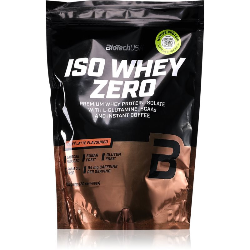 BioTechUSA Iso Whey Zero syrovátkový protein se sníženým obsahem laktózy příchuť Caffé latte 500 g