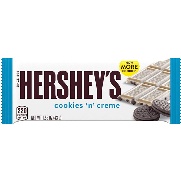 Hershey's Cookies and Creame - Bílá čokoláda s kousky sušenek 43g