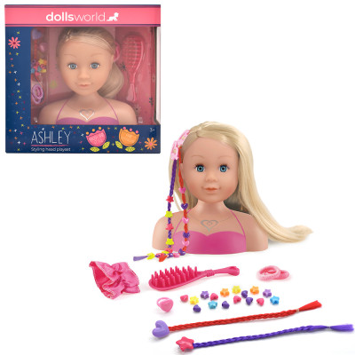 Dolls World Česací hlava Ashley - blondýnka 21 cm