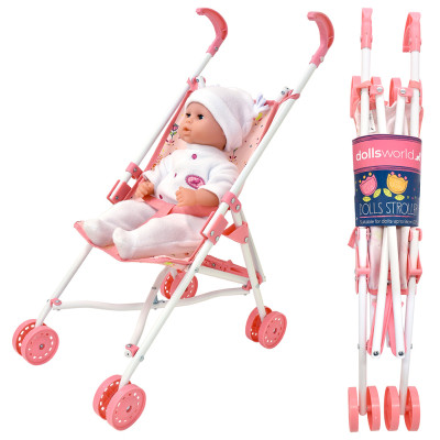 Dolls World Luxusní čtyřkolový skládací kočárek pro panenky 56 cm