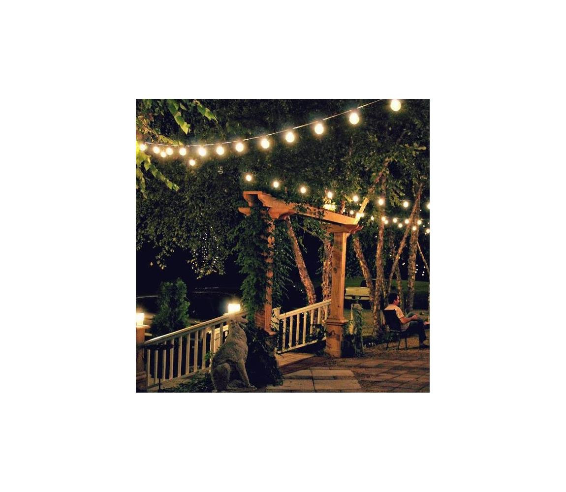 LED Venkovní dekorační řetěz GIRLANDA G45 10xE27/230V 8m IP44 teplá bílá