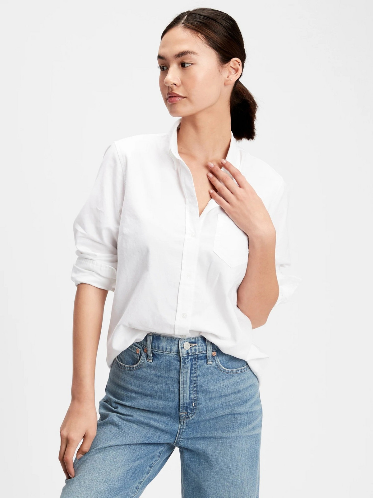 GAP Košile V-Fitted Boyfriend Oxf - Dámské