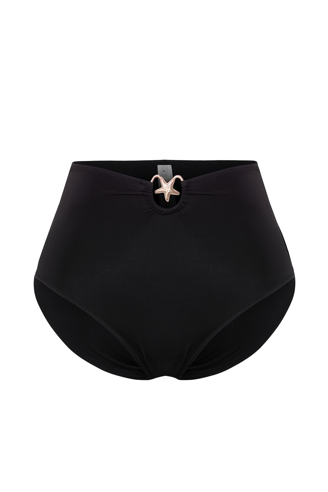 Trendyol Curve Black High Waist Accessory Detailed Plus Size Bikini Bottom