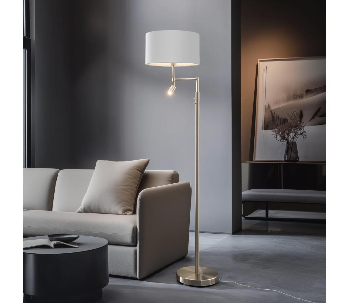 Eglo Eglo - LED Stojací lampa TUNJA 1xE27/60W/230V + LED/2,1W pr. 38 cm chrom/bílá