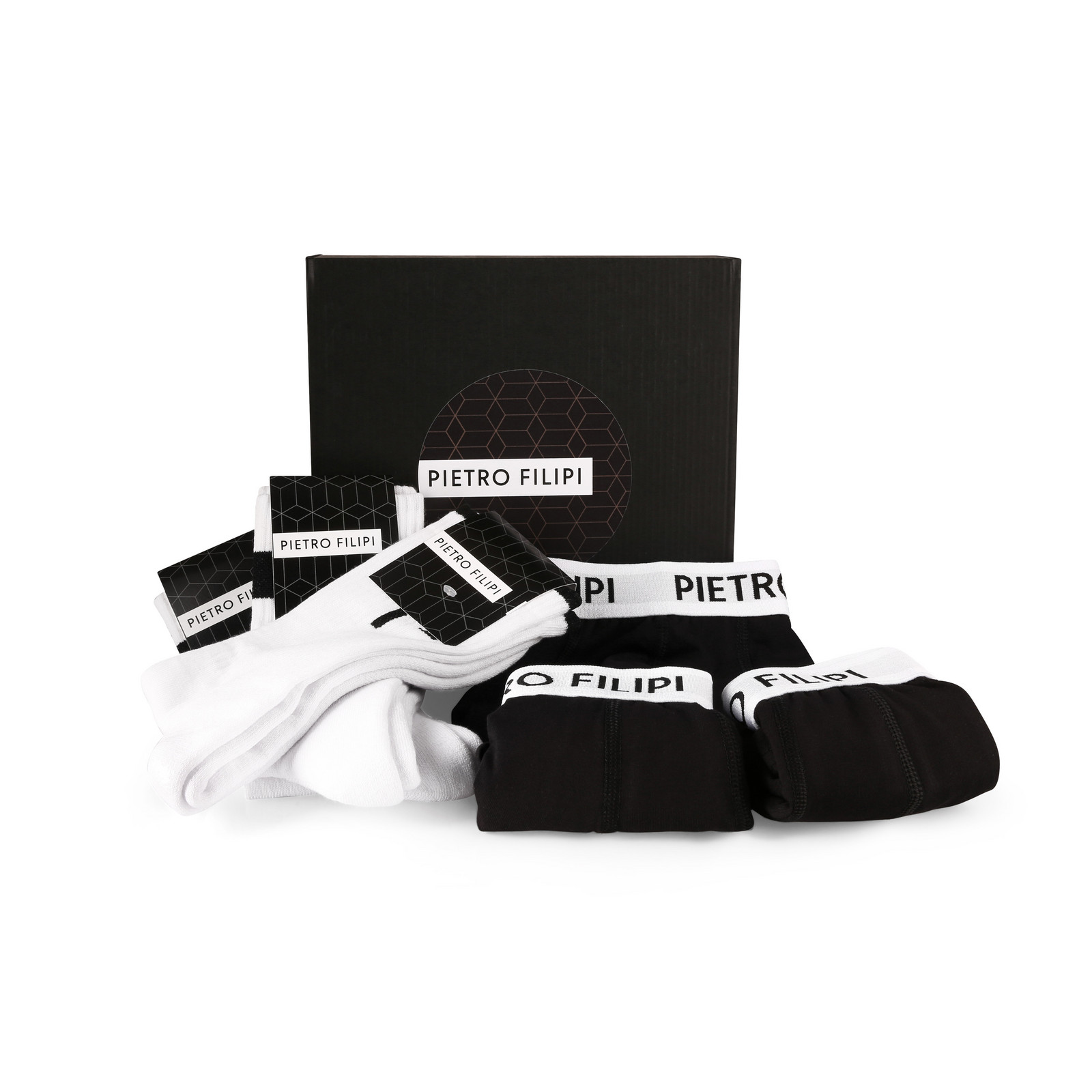 Pánská dárková sada 3PACK boxerky a 3PACK bílé sportovní ponožky Pietro Filipi (6PAOV1) XXL, trenky / trenýrky