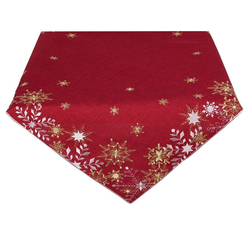 Ubrus Vánoční, Vločky a Vánoce, červený 30 x 45 cm