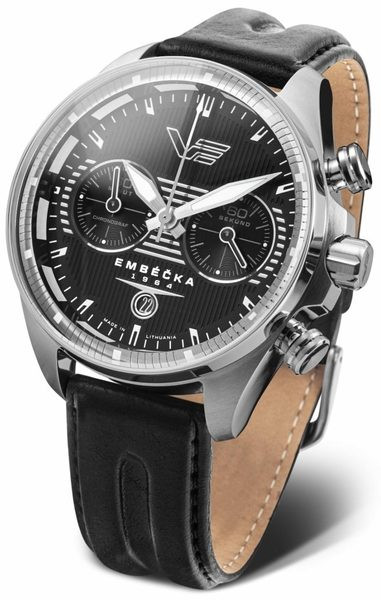 Vostok Europe Limitovaná edice Embéčka Chrono Line 6S21-325A497 - Černý kožený řemínek