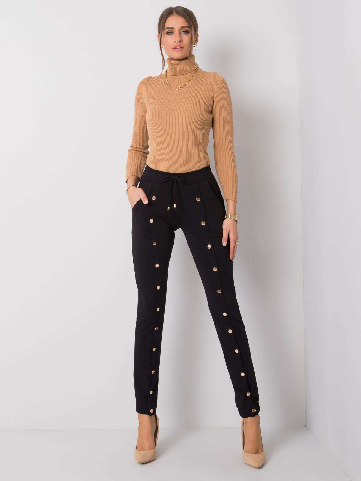 Dámské černé bavlněné kalhoty