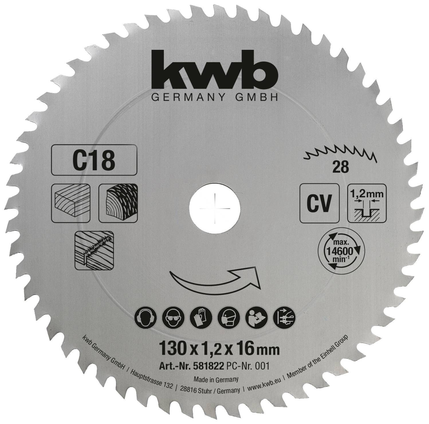 kwb 581822 pilový kotouč 130 x 16 mm 1 ks