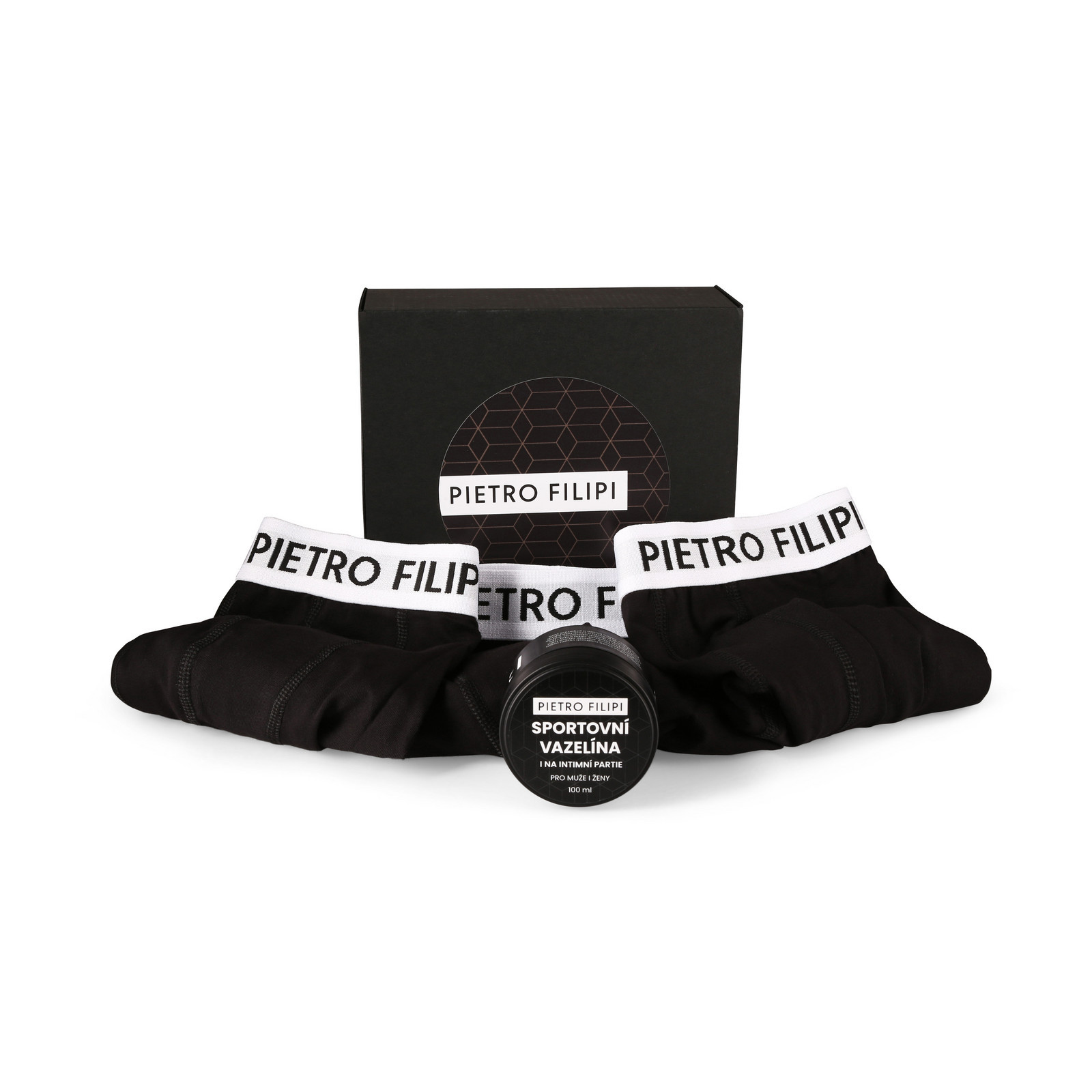 Pánská dárková sada 3PACK boxerky a vazelína na intimní partie Pietro Filipi (4PAZ1)  M, trenky / trenýrky
