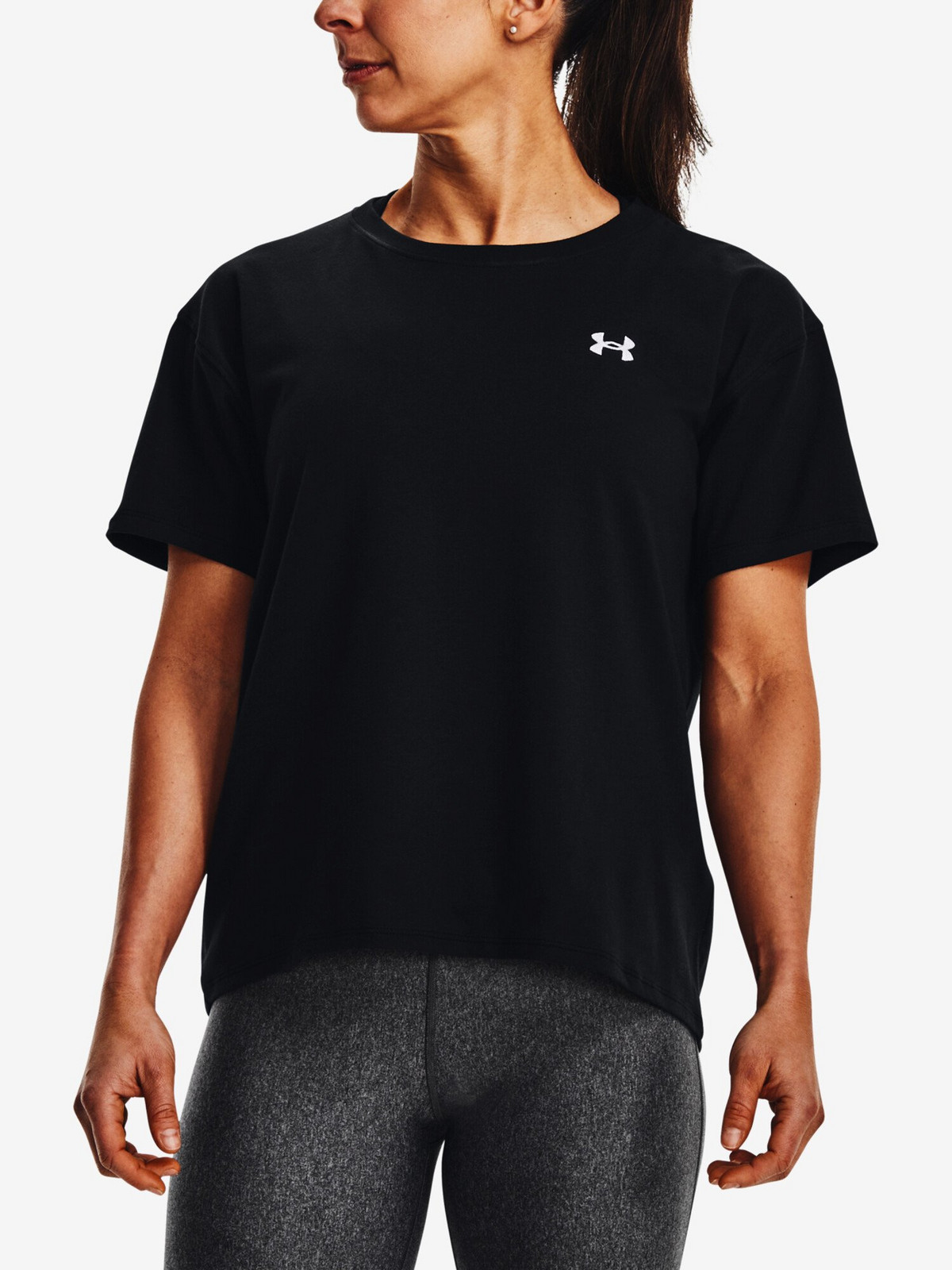 Dámské tričko Under Armour  Esential Cttn Stretch Tee-BLK L