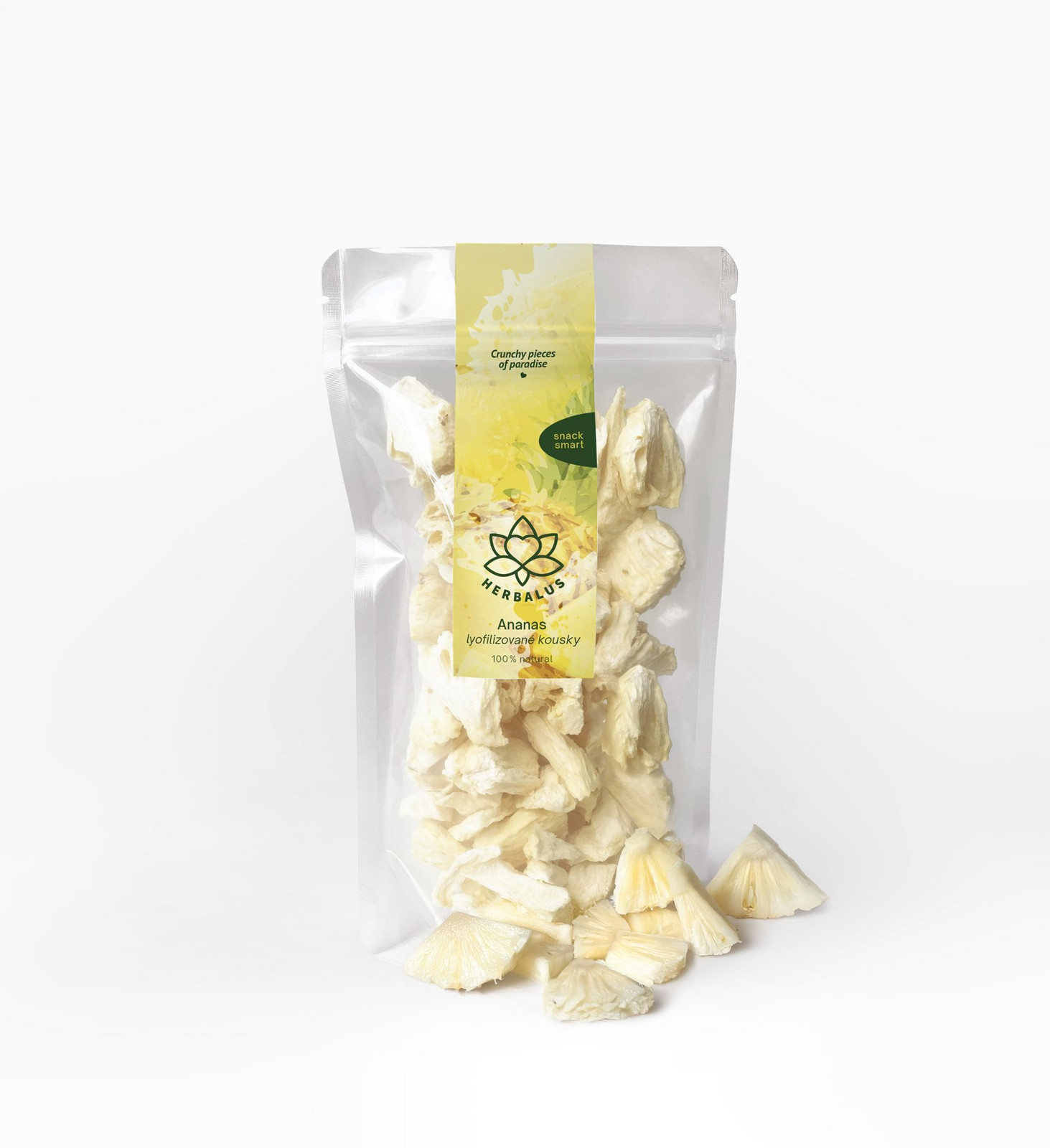 Herbalus Herbalus Organic - LYOFILIZOVANÝ ANANAS - mrazem sušené kousky 50 g, bez přidaného cukru