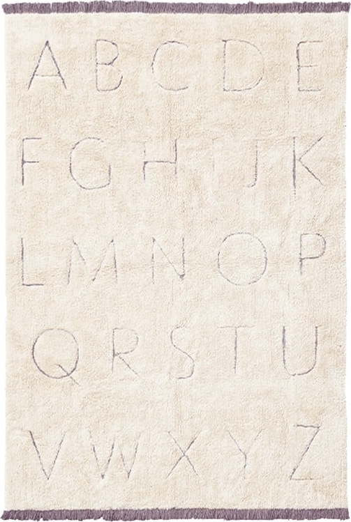 Krémový pratelný ručně tkaný bavlněný dětský koberec 140x200 cm ABC – Lorena Canals