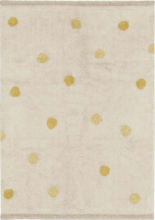 Okrově žlutý krémový pratelný ručně tkaný bavlněný dětský koberec 120x160 cm Hippy Dots Honey – Lorena Canals