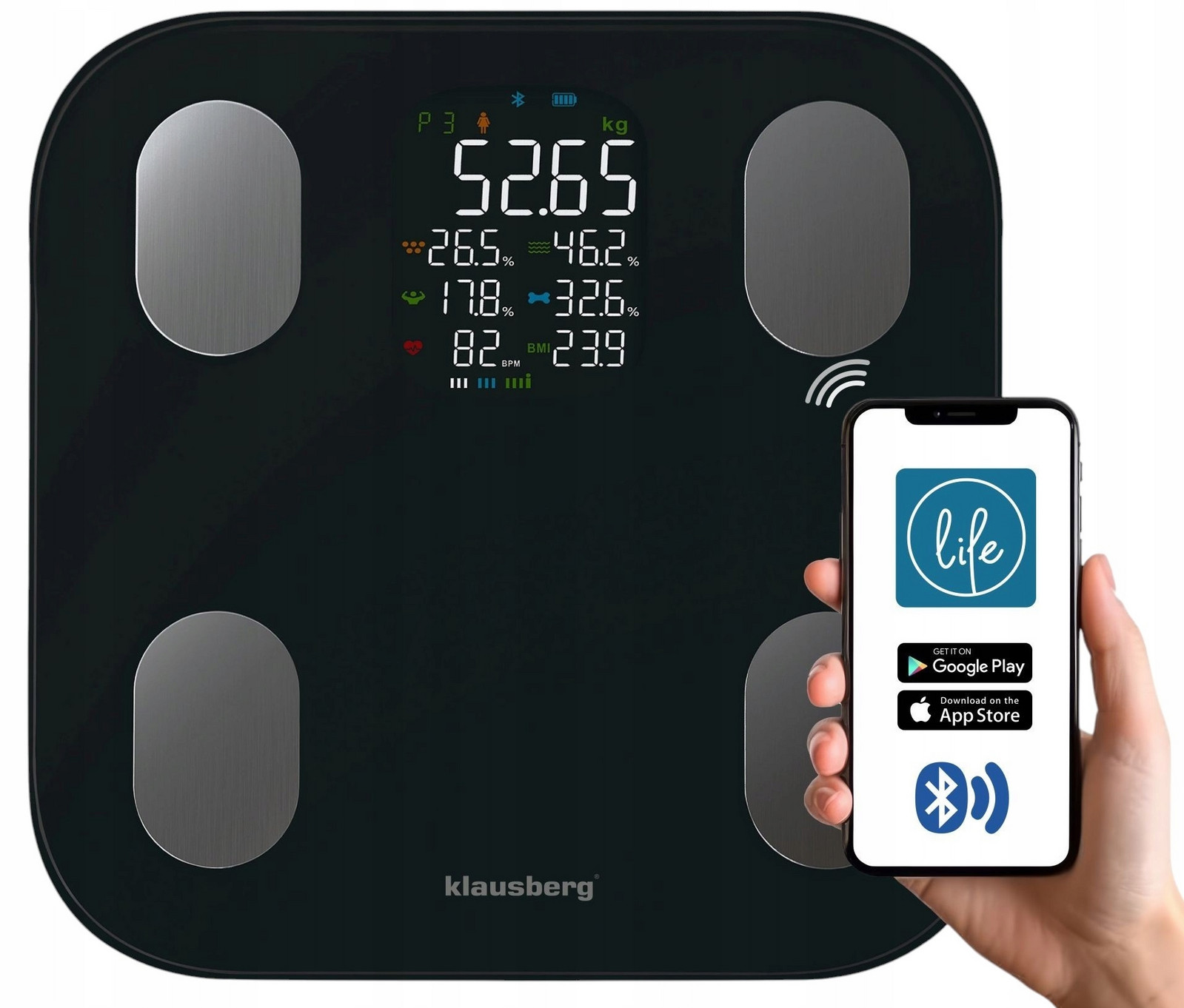 Koupelnová váha elektronická analytická chytrá Bmi Klausberg Smart