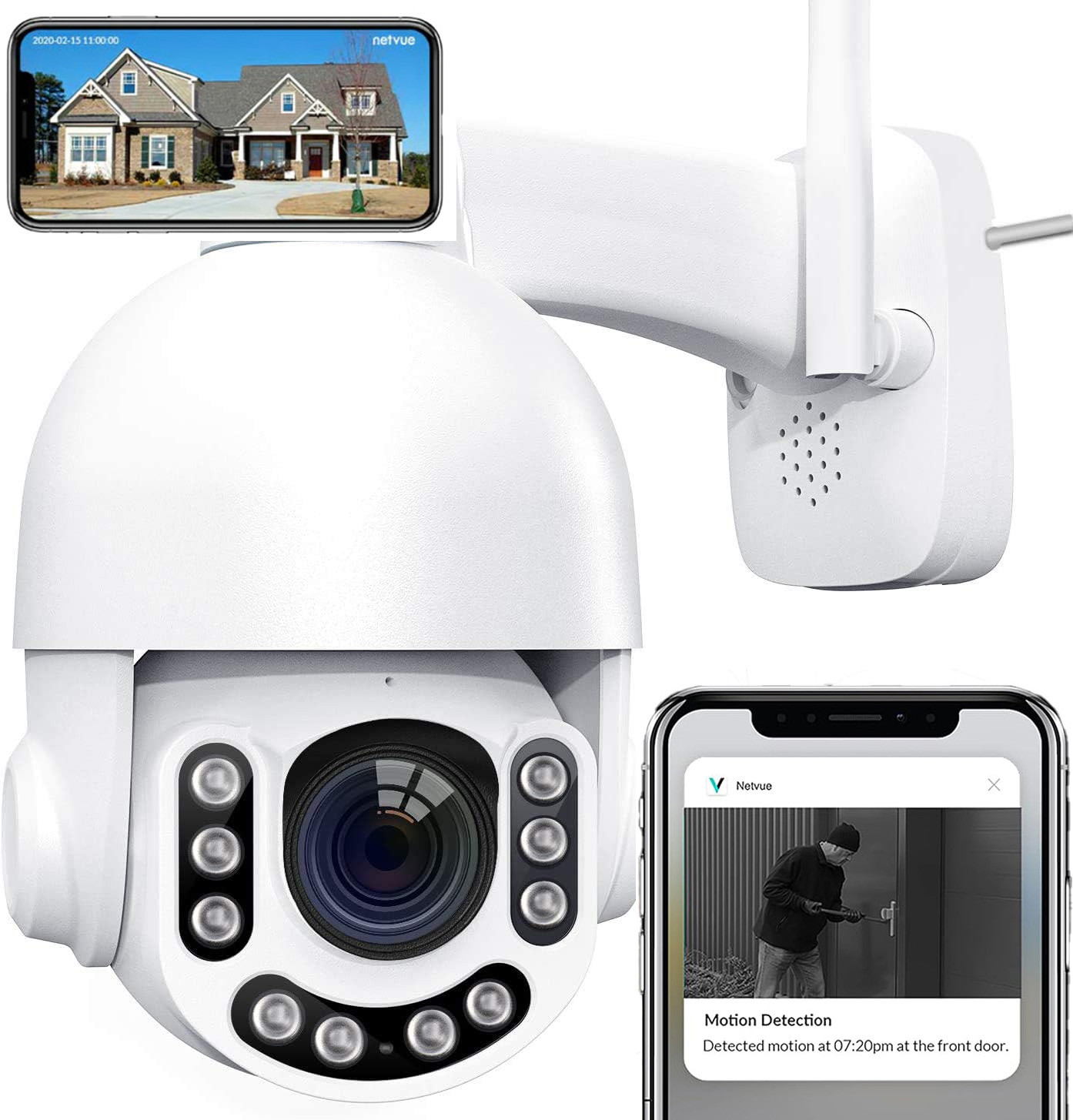 Venkovní Otočná Ip Wifi Kamera 8X Zoom 3MPx 2K App Živý Náhled