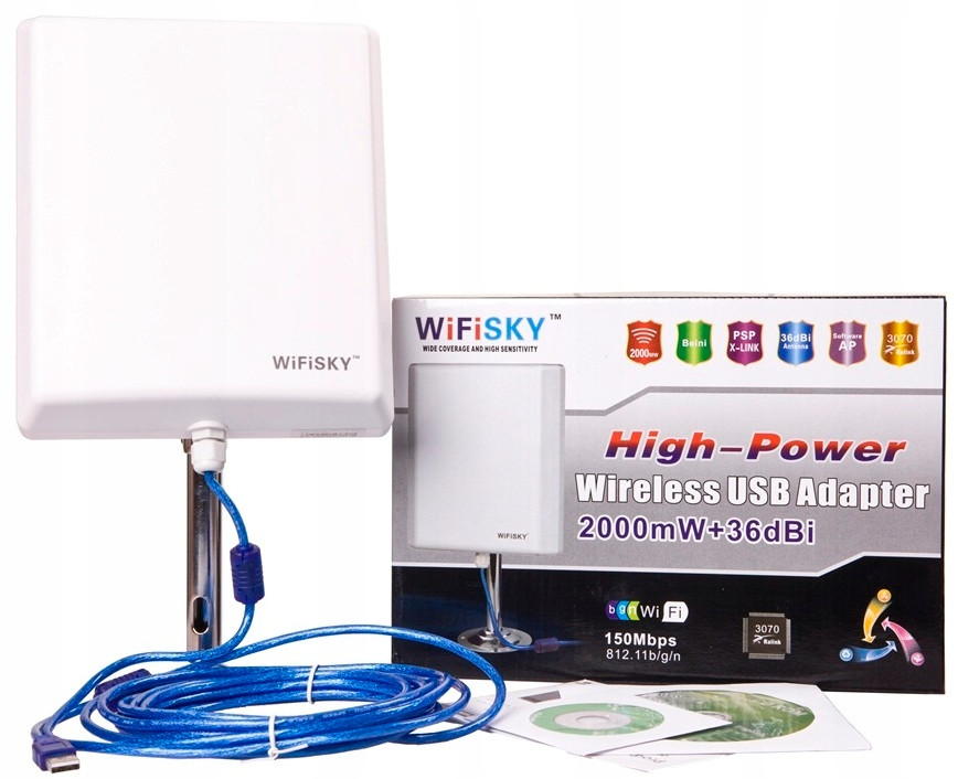 WiFi Aktivní Anténa Sky 5m Usb 10km Nejvýkonnější
