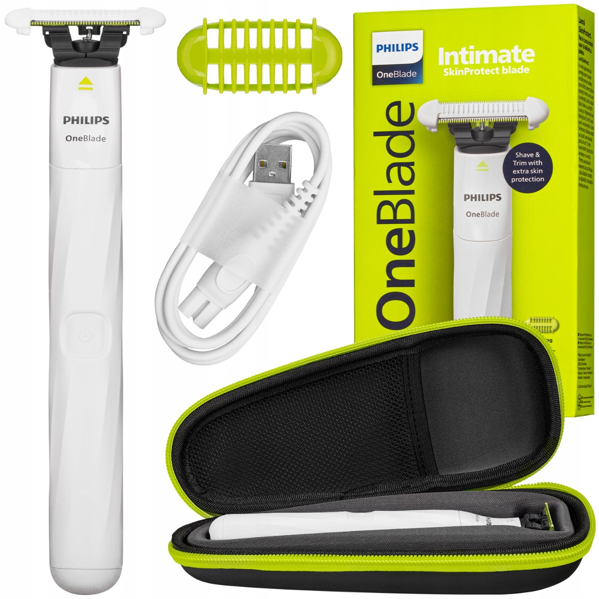 Holicí Strojek Philips Oneblade Intimate Na Tělo Bikin Strojek Pouzdro