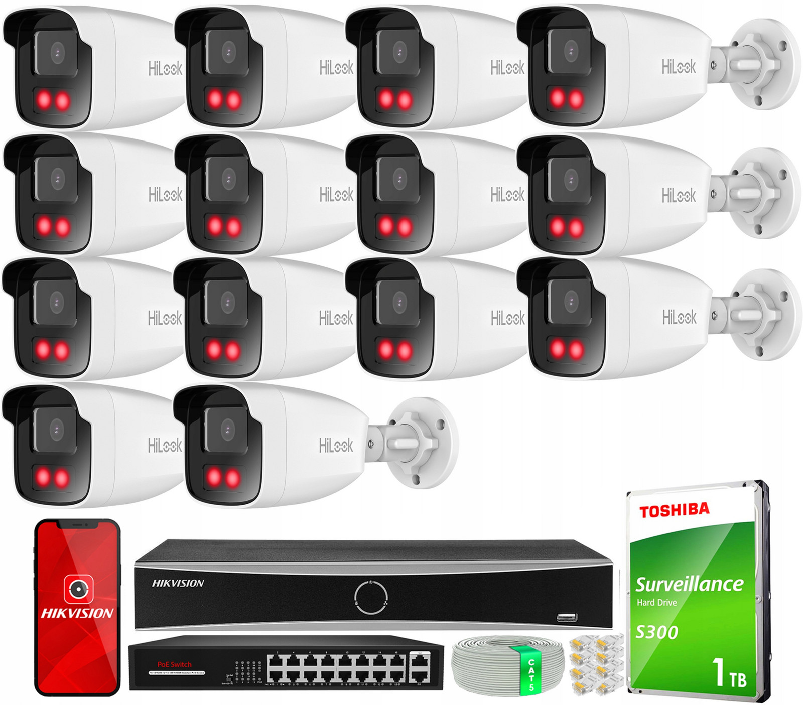 Ip monitorovací set 14x 4MPx kamera IPCAM-B4-50IR HiLook by Hikvision