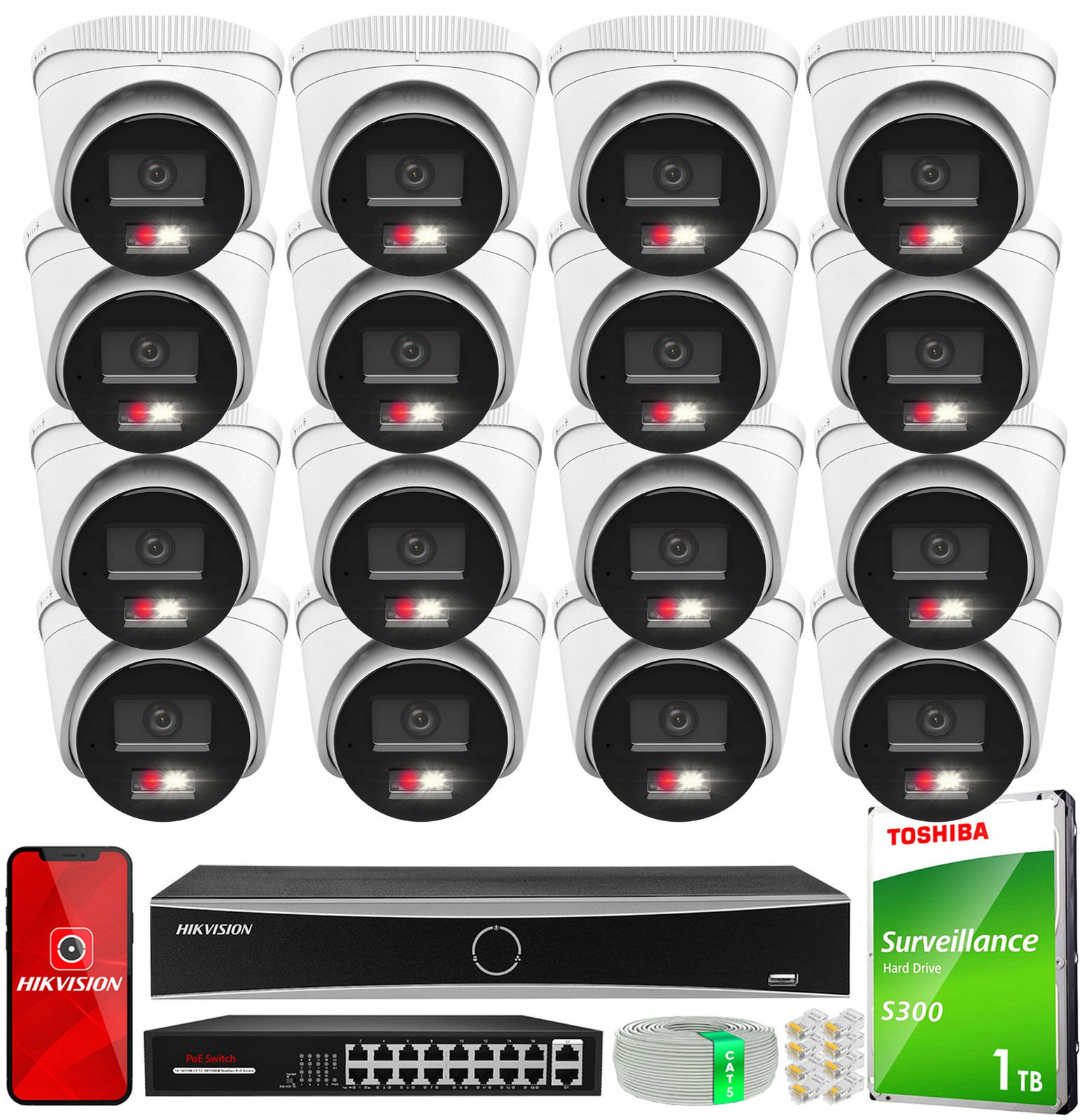 Monitorovací sada 16x IPCAM-T4-30DL 4MP Ir 30m HiLook by Hikvision