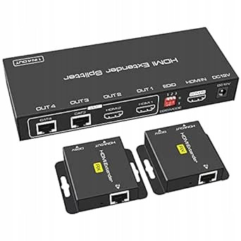 Hdmi rozbočovač Vedindust 1 vstup 2 výstupy 50 m Cat5e 6 7 Ethernet Hdmi