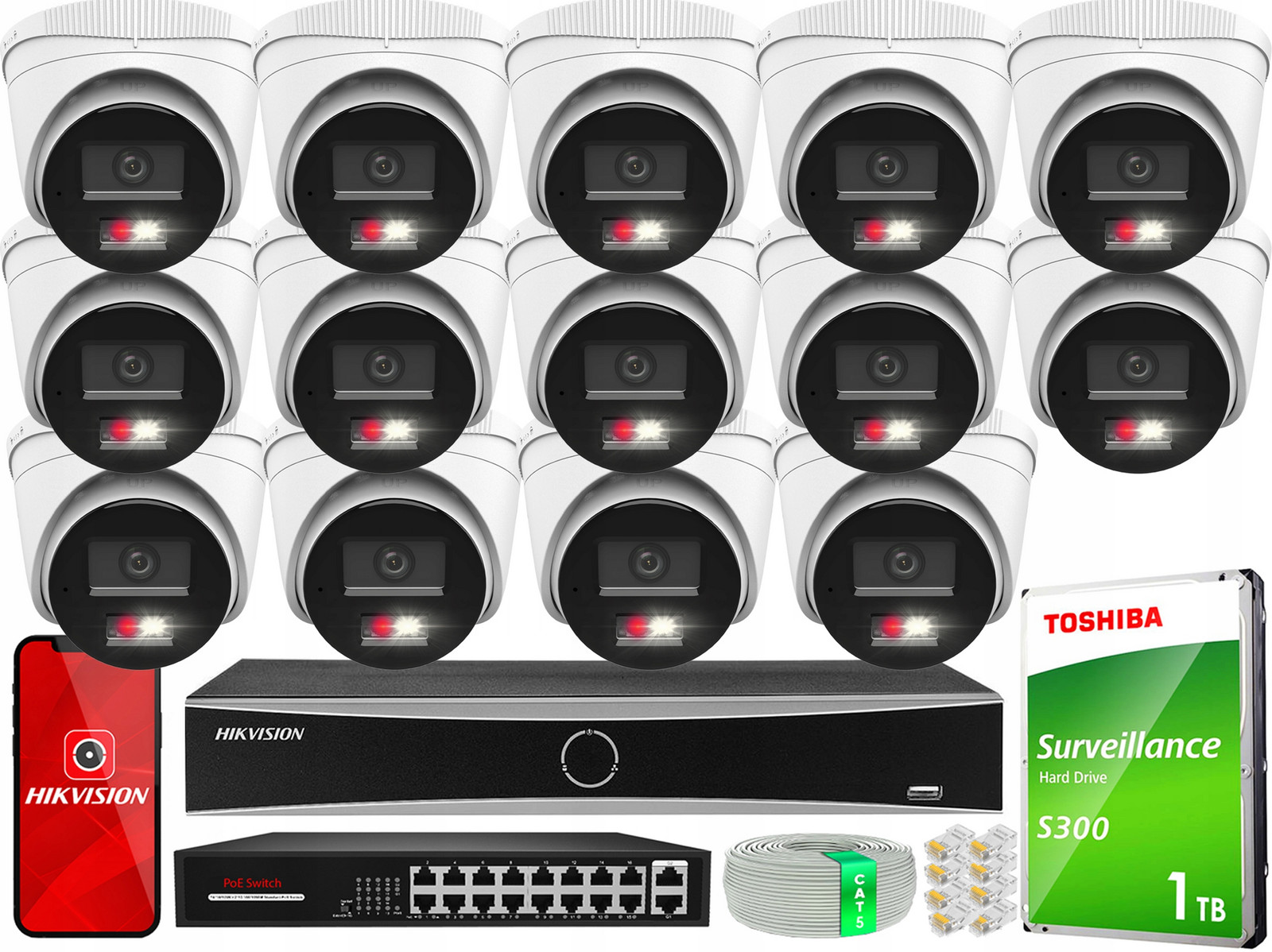 Monitorovací sada 14x IPCAM-T4-30DL 4MP Ir 30m HiLook by Hikvision