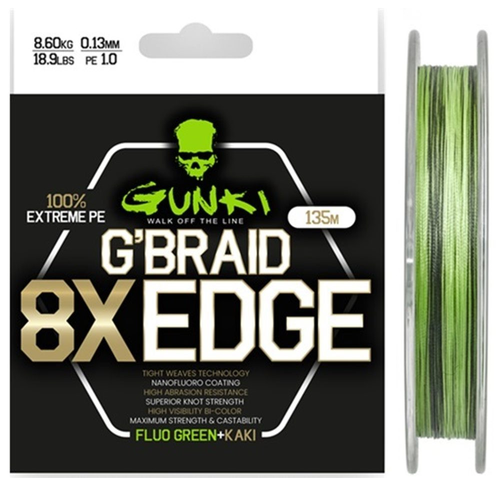 Gunki Šňůra G Braid 8X Edge (Pe1,0) 135m - 0,13mm 8,6kg