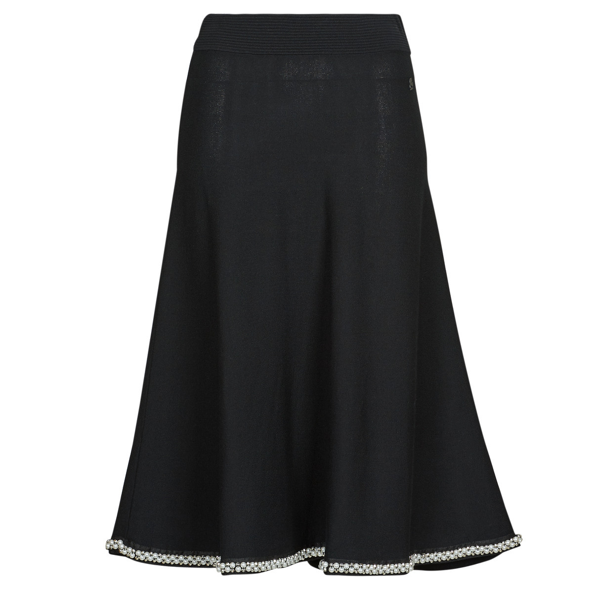 Karl Lagerfeld  A LINE PEARL KNIT SKIRT  Černá