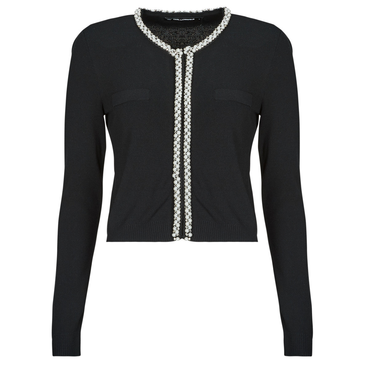 Karl Lagerfeld  CLASSIC PEARL KNIT CARDIGAN  Černá