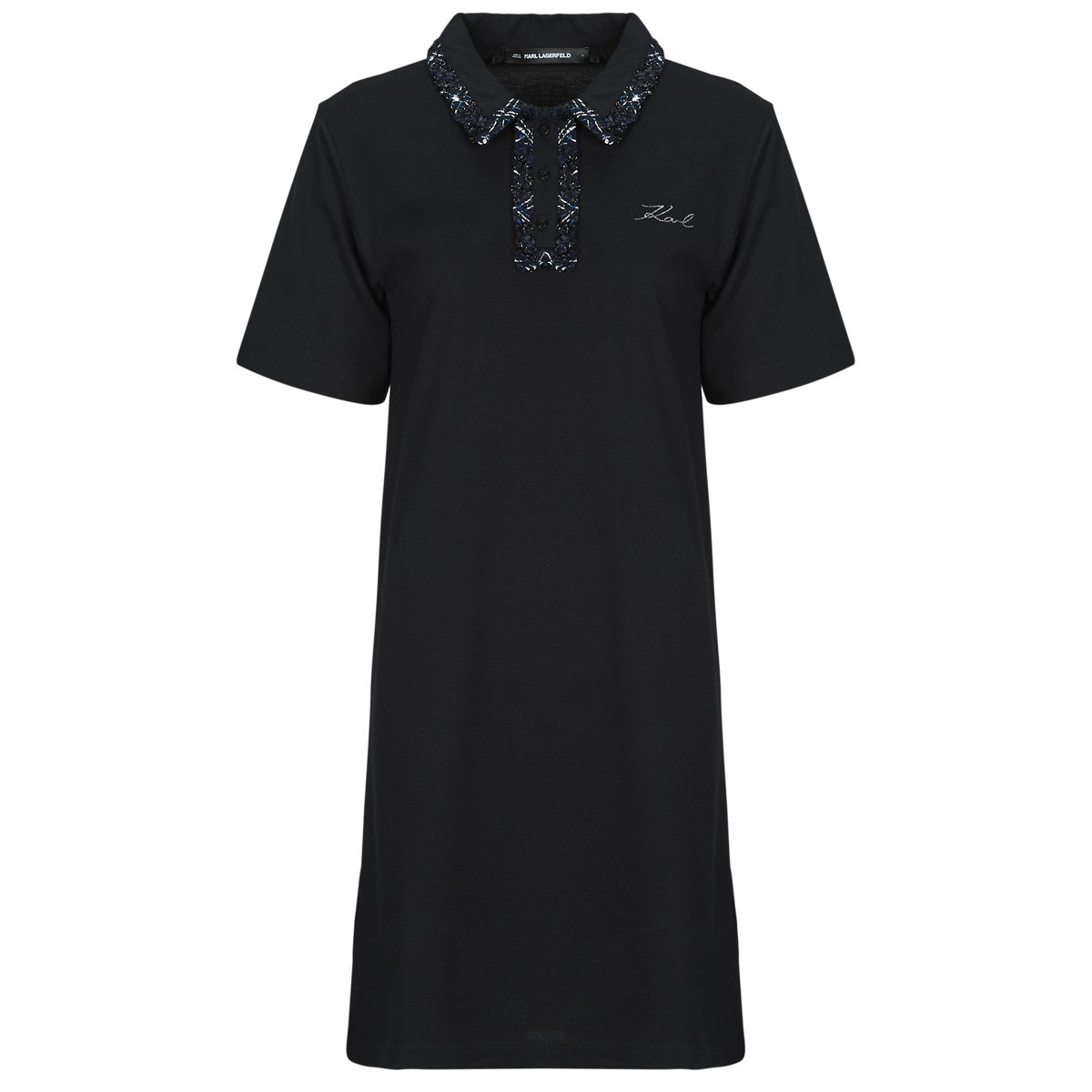 Karl Lagerfeld  BOUCLE MIX POLO DRESS  Černá