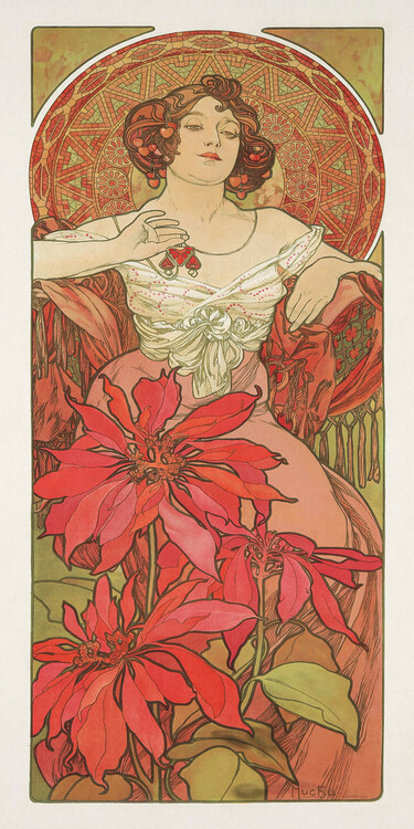 Alfons Mucha Obrazová reprodukce Ruby from The Precious Stones Series, Alfons Mucha, 20 × 40 cm