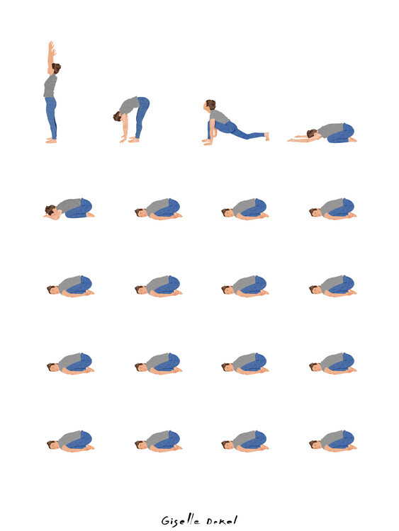 Giselle Dekel Ilustrace Yoga Routine, Giselle Dekel, 30 × 40 cm