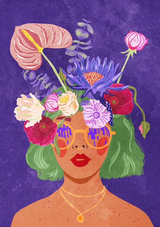 Raissa Oltmanns Ilustrace Flower head, Raissa Oltmanns, 30 × 40 cm