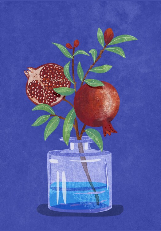 Raissa Oltmanns Ilustrace Pomegranate in Vase, Raissa Oltmanns, 26.7 × 40 cm