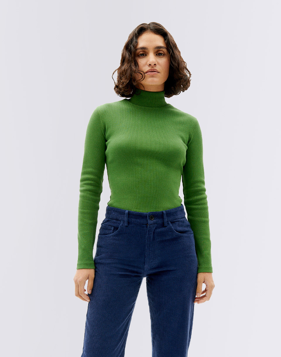 Thinking MU Garden Green Rib Aine L/S Top GARDEN GREEN S