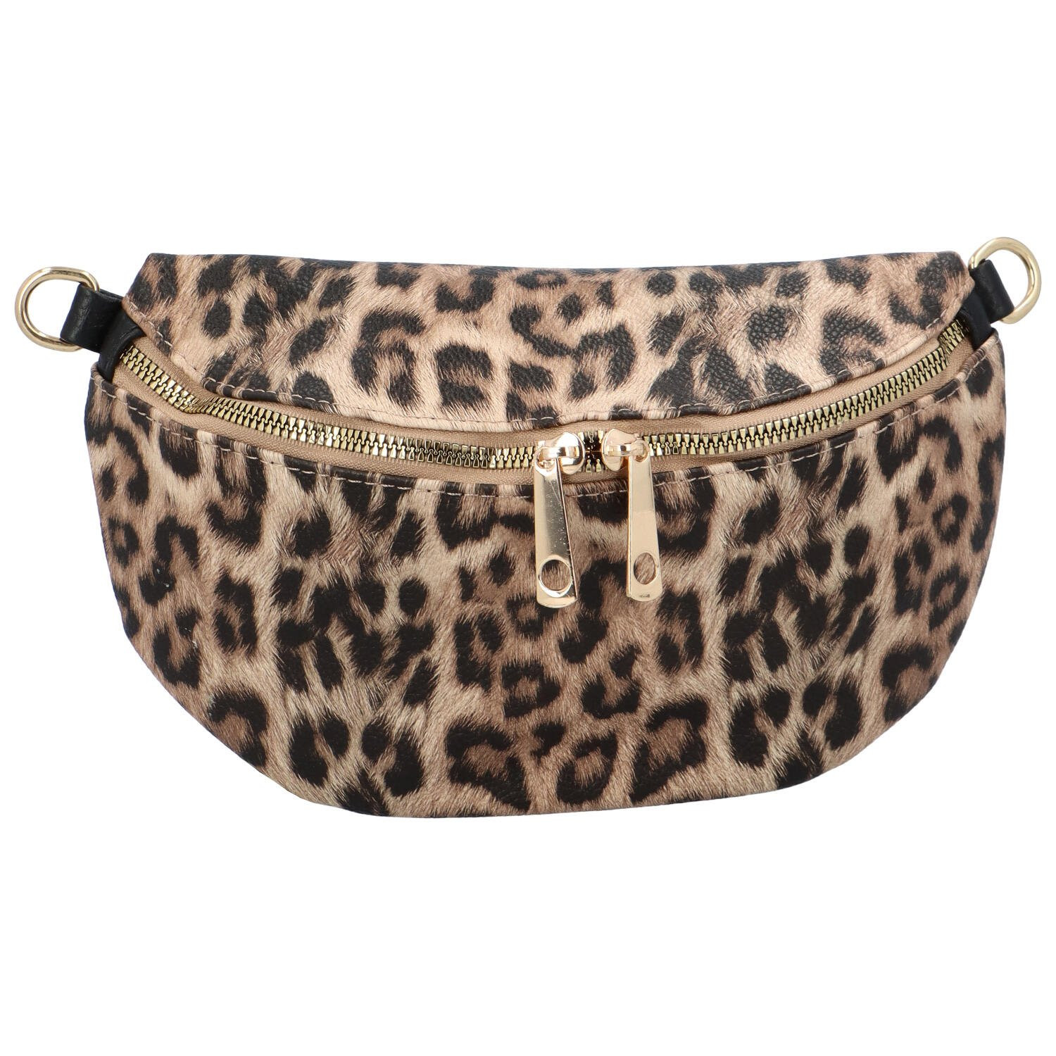 Módní koženková ledvinka se zvířecím potiskem Sixto, leopard khaki/černá