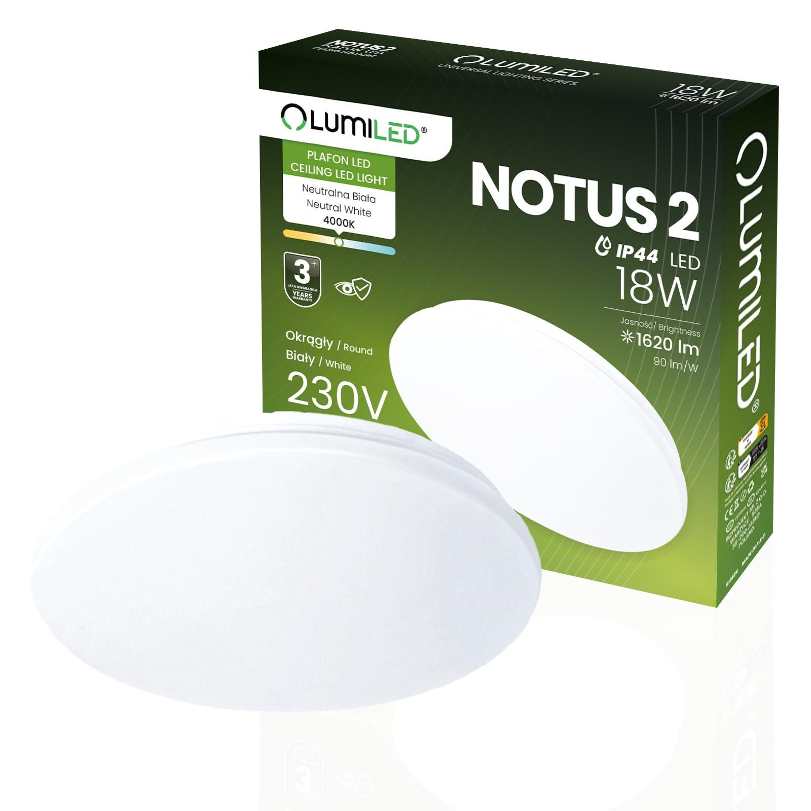 Plafon LED Svítidlo stropní přisazené 18W NOTUS 2 kruhové IP44 33 cm LUMILED