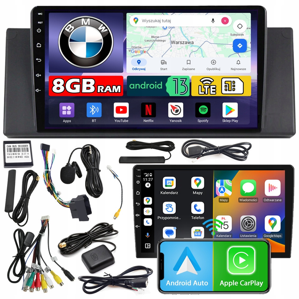 Ncs Autorádio ZQ9 Bmw E39 1995-2004 Android Navigace 8GB Lte