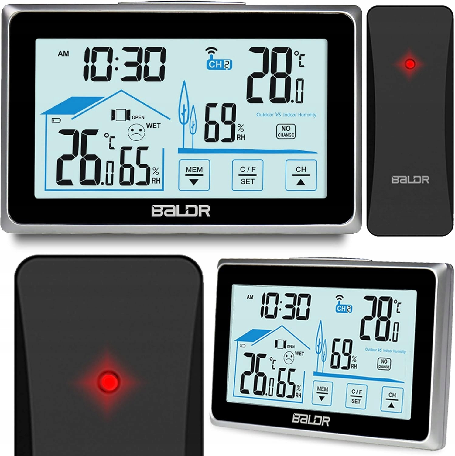 Meteostanice Baldr Bezdrátová Se Senzorem Teploměr 16V1 LCD Obrazovka