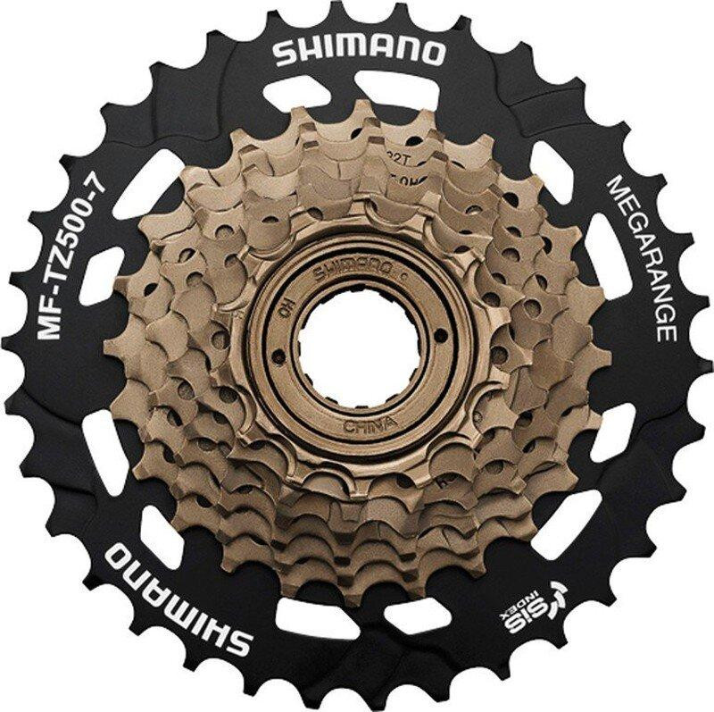 Shimano 7-kolo MF-TZ500 14-34 zubů Megarange, hnědé/černé