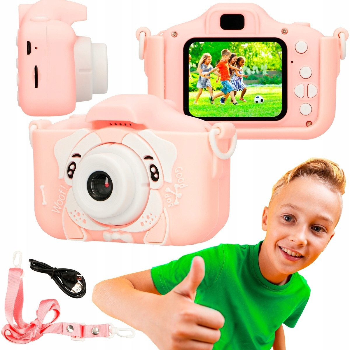 Extralink Kids Camera H28 Single Růžová Digitální fotoaparát 1080P 30fps, vys