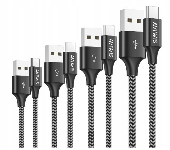 Aviwis Sada 4 Usb kabelů Usb typ C 3m/2m/1m/0,5m opletení