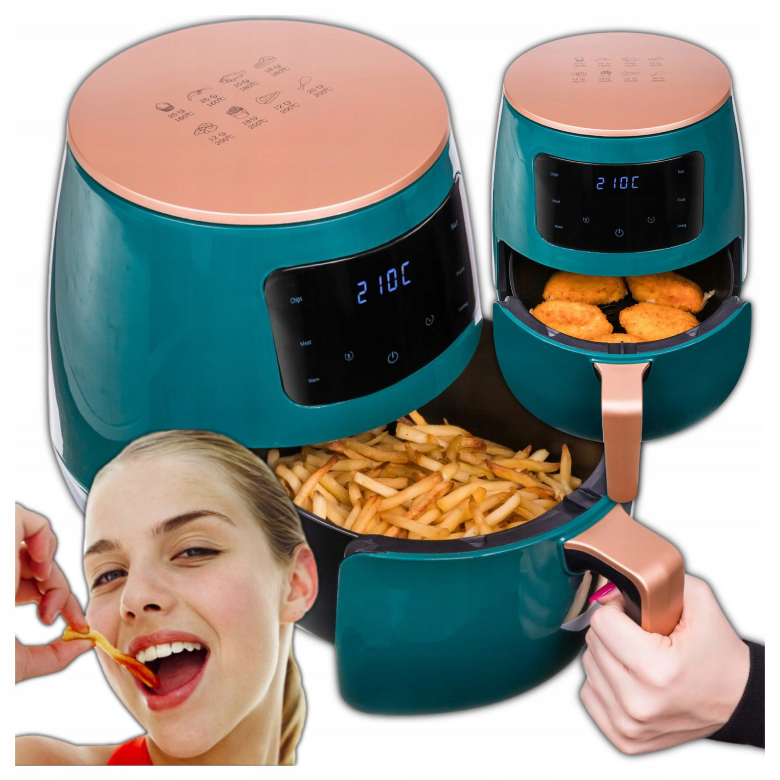 Fritéza Bez tuku Air Fryer Bezolejová 4,5L 1400W 5 programů Panel