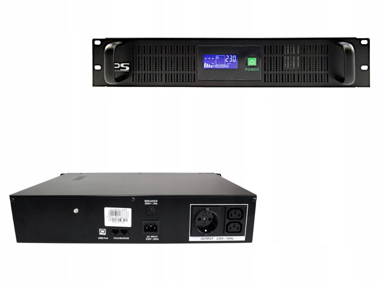 Ups Rack 2U 2000VA/1200W 2x9Ah, Schuko+IEC , Usb, LCD